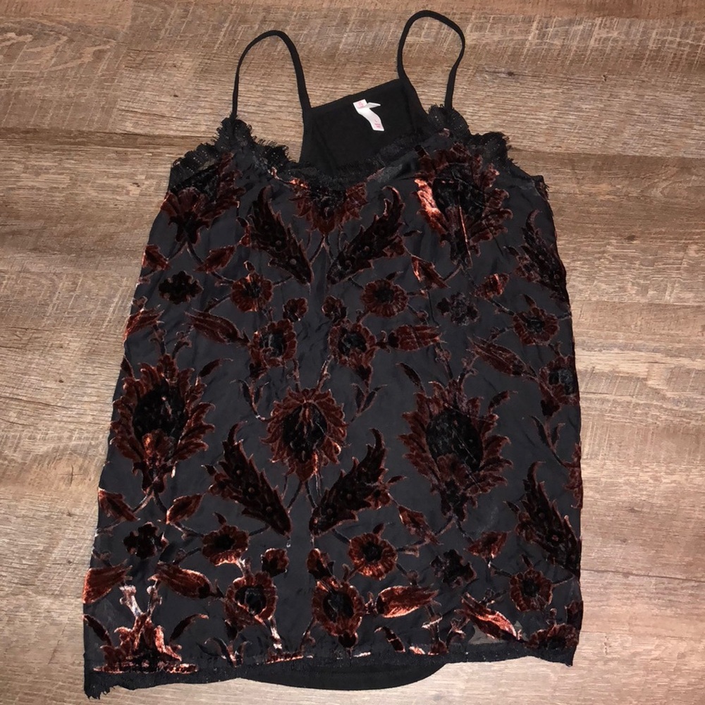 A velvet top with noodle straps